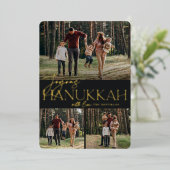 Festive Greeting | Joyous Hanukkah 3 Foto Folie Feestdagenkaart (Staand Voorkant)