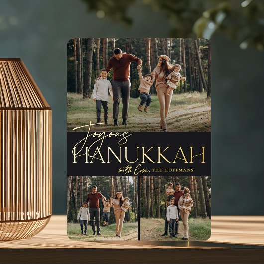 Festive Greeting | Joyous Hanukkah 3 Foto Folie Feestdagenkaart
