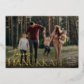 Festive Greeting Joyous Hanukkah Horizontale Foto Folie Feestdagenkaart (Voorkant)