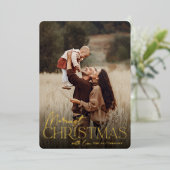 Festive Greeting Merriest Kerstmis Vertical Foto Folie Feestdagenkaart (Staand Voorkant)