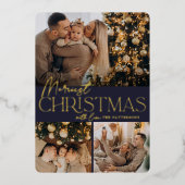 Festive Greeting | Nieuwste kerstdag 3 Foto Folie Feestdagenkaart (Voorkant)