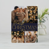 Festive Greeting | Nieuwste kerstdag 3 Foto Folie Feestdagenkaart (Staand Voorkant)