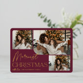 Festive Greeting | Nieuwste kerstdag 3 Foto Folie Feestdagenkaart (Staand Voorkant)