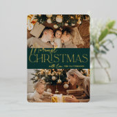 Festive Greeting | Nieuwste kerstfoto 2 Folie Feestdagenkaart (Staand Voorkant)