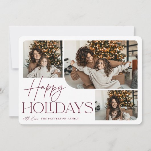 Festive Greeting | Prettige feestdagen 3 Foto Feestdagenkaart (Voorkant)