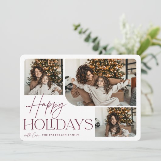 Festive Greeting | Prettige feestdagen 3 Foto Feestdagenkaart (Staand voorkant)