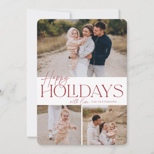 Festive Greeting | Prettige feestdagen 3 Foto Feestdagenkaart (Voorkant)