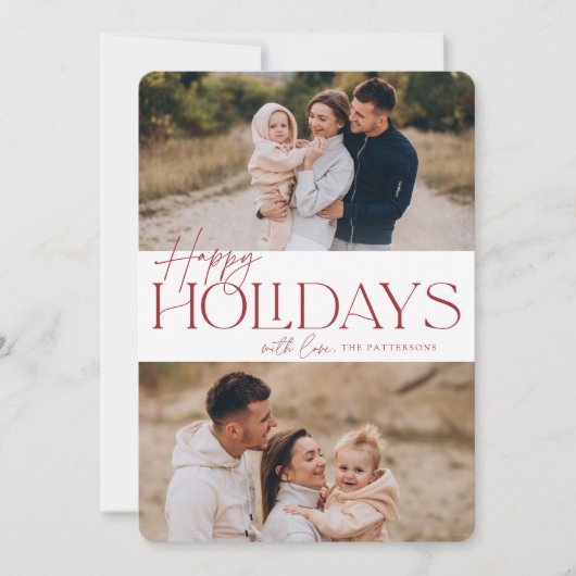 Festive Greeting | Prettige feestdagen twee foto Feestdagenkaart (Voorkant)