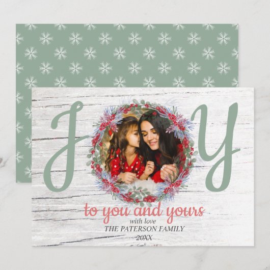 Festive Greetings Joy Foto met kerstfeestdag Feestdagenkaart (Voorkant / Achterkant)