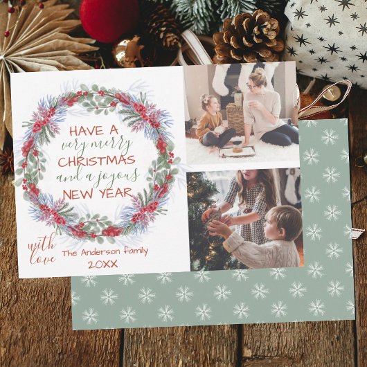 Festive Greetings Merry Kerstmis Wreator 2 Foto Feestdagenkaart