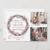 Festive Greetings Merry Kerstmis Wreator 2 Foto Feestdagenkaart (Voorkant)