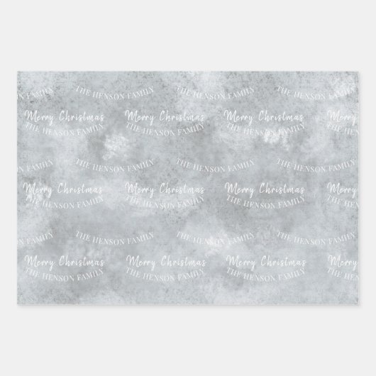 Festive Grey Photo Snowflake-kerstscript Inpakpapier Vel (Voorkant 2)