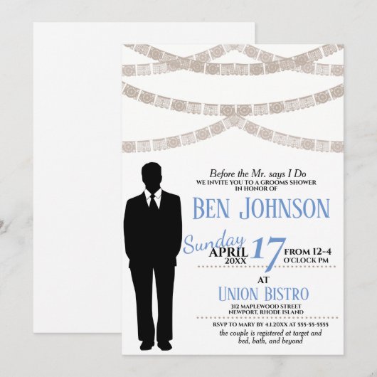 Festive Groom Shower-uitnodiging Kaart (Voorkant / Achterkant)