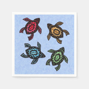 Festive Group Black Abstract Turtles gekleurd Shel Servetten