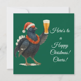 Festive Grouse with Santa Hat Christmas card Feestdagenkaart