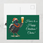 Festive Grouse with Santa Hat Christmas postcard Briefkaart (Voorkant / Achterkant)