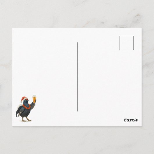 Festive Grouse with Santa Hat Christmas postcard Briefkaart (Achterkant)