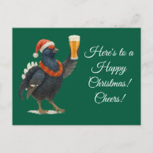 Festive Grouse with Santa Hat Christmas postcard