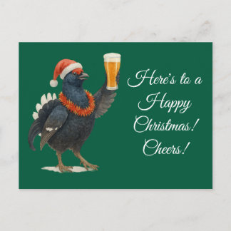 Festive Grouse with Santa Hat Christmas postcard Briefkaart