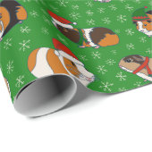 Festive Guinea Pigs Kerstmis gevlekt Cadeaupapier (Rol Hoek)
