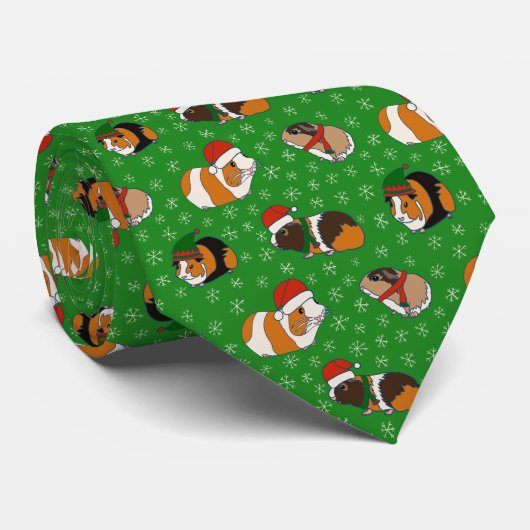 Festive Guinea Pigs Kerstmis gevlekt Stropdas (Opgerold)