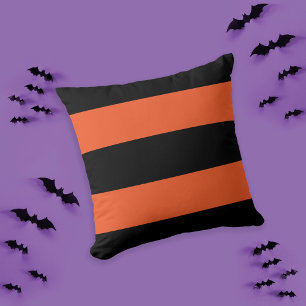 Festive Halloween Black en Oranje Bold Stripe Kussen