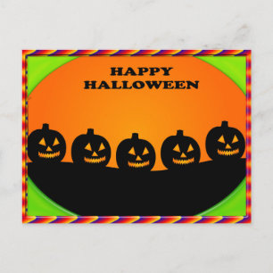 Festive Halloween Jack o' Lantern Silhouettes Briefkaart
