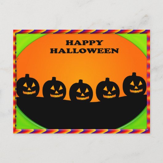 Festive Halloween Jack o' Lantern Silhouettes Briefkaart (Voorkant)
