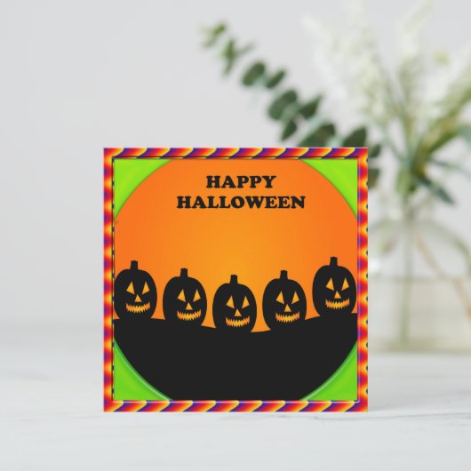 Festive Halloween Jack o' Lantern Silhouettes Kaart (Staand voorkant)