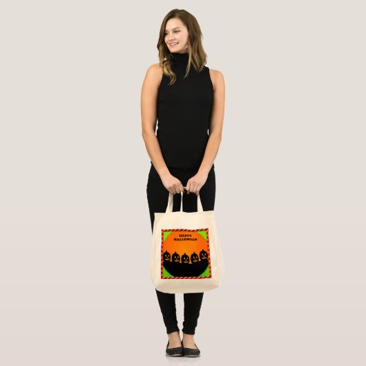 Festive Halloween Jack o' Lantern Silhouettes Tote Bag (Voorkant (model))