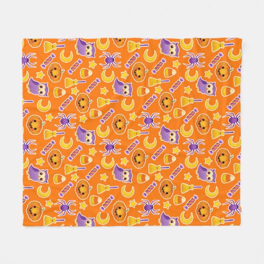 Festive Halloween Oranje Patterned Design Fleece Deken (Voorkant (Horizontaal))