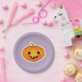 Festive Halloween Oranje Pumpkin Paarse Achtergron Papieren Bordje (Feest)