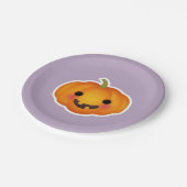 Festive Halloween Oranje Pumpkin Paarse Achtergron Papieren Bordje (Gekanteld)