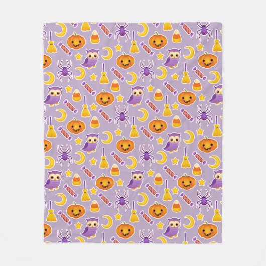 Festive Halloween Paars Patterned Design Fleece Deken (Voorkant)