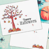 Festive Halloween Party Tree met vogels Uitnodiging Briefkaart