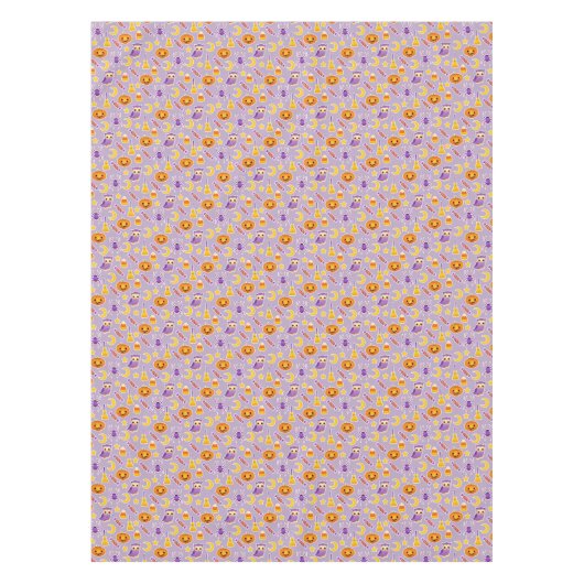 Festive Halloween Violet Pattern met pompoenen Tafelkleed (Voorkant)