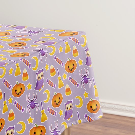 Festive Halloween Violet Pattern met pompoenen Tafelkleed (Voorbeeld)