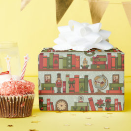 Festive Hand Drawn Bookshelf - Wrapping Paper Roll Cadeaupapier