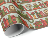 Festive Hand Drawn Bookshelf - Wrapping Paper Roll Cadeaupapier (Rol Hoek)