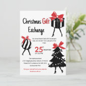 Festive Hand Drawn Christmas Gift Exchange Party Kaart (Staand voorkant)