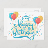 Festive Happy Birthday-ballonnen Briefkaart (Voorkant / Achterkant)