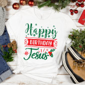 Festive Happy Birthday Jesus Kerstmis T-shirt