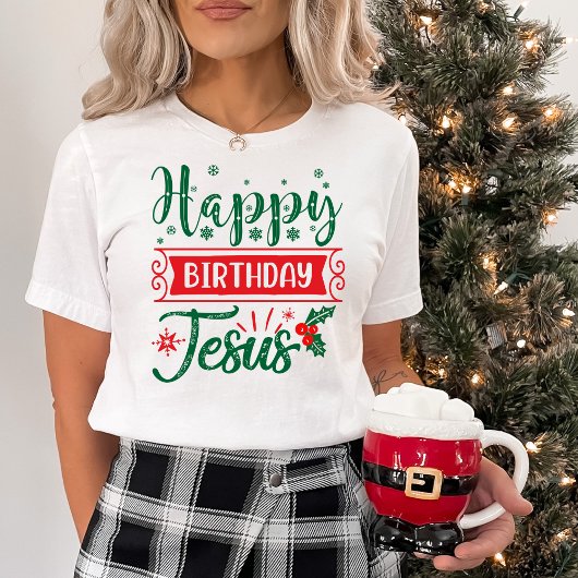 Festive Happy Birthday Jesus Kerstmis T-shirt