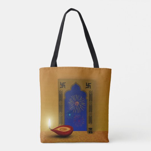 Festive Happy Diwali Fireworks - Canvas tas (Achterkant)