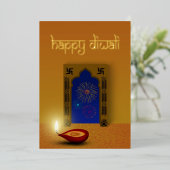 Festive Happy Diwali Fireworks Folie Feestdagenkaart (Staand Voorkant)