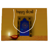Festive Happy Diwali Fireworks - Grote Gift Bag Groot Cadeauzakje (Voorkant)