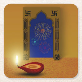 Festive Happy Diwali Fireworks - Onderzetter papie