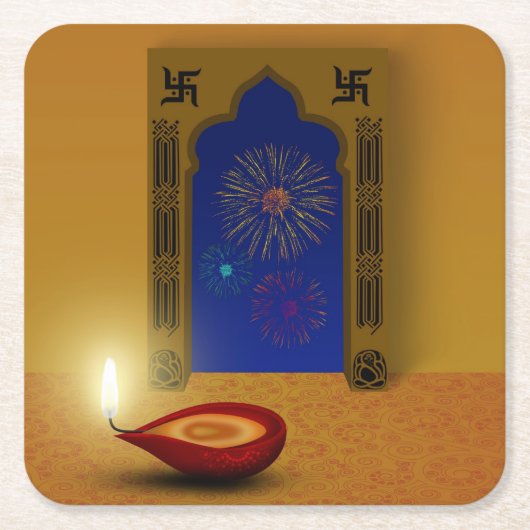 Festive Happy Diwali Fireworks - Onderzetter papie (Voorkant)