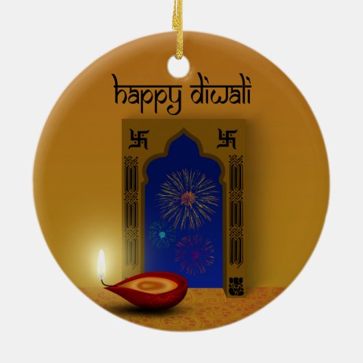 Festive Happy Diwali Fireworks - Ornament (Achterkant)