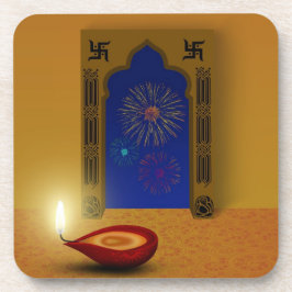 Festive Happy Diwali Fireworks - Plastic Onderzett Bier Onderzetter